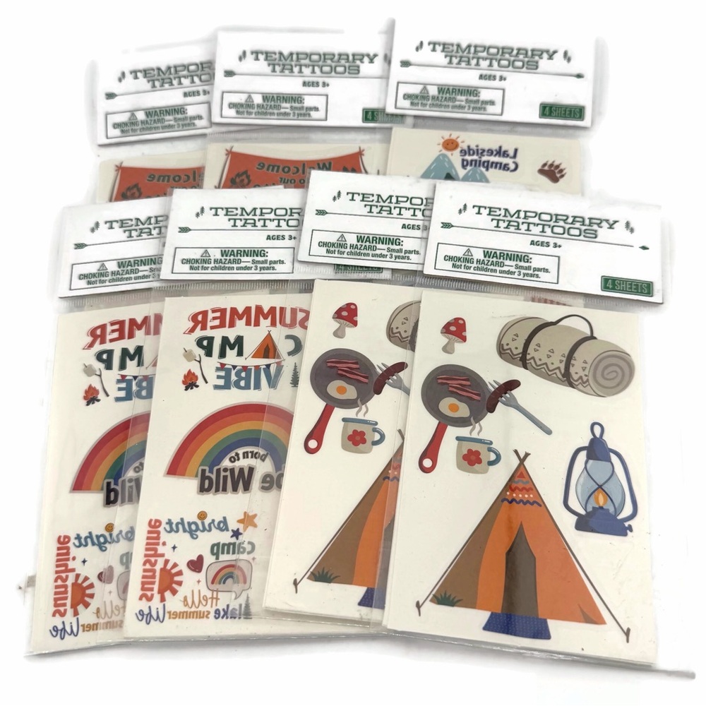 Camping Theme Temporary Tattoos - Lot of 7 Packs